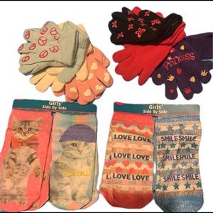 COPY - Girls 6 sets of gloves and  4 pairs of socks NWT
